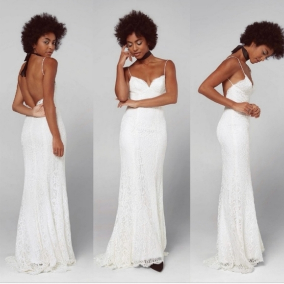 Anthropologie Dresses & Skirts - Fame and Partners White Lace Wedding / Formal Gown
